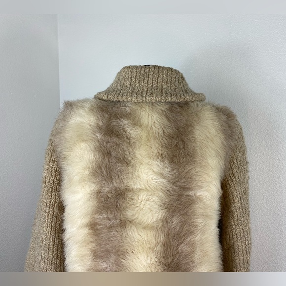 Vintage D'Esprit Dubrowsky and Peribinder Faux Fur Coat Modern M Knit Sleeves - Picture 15 of 16